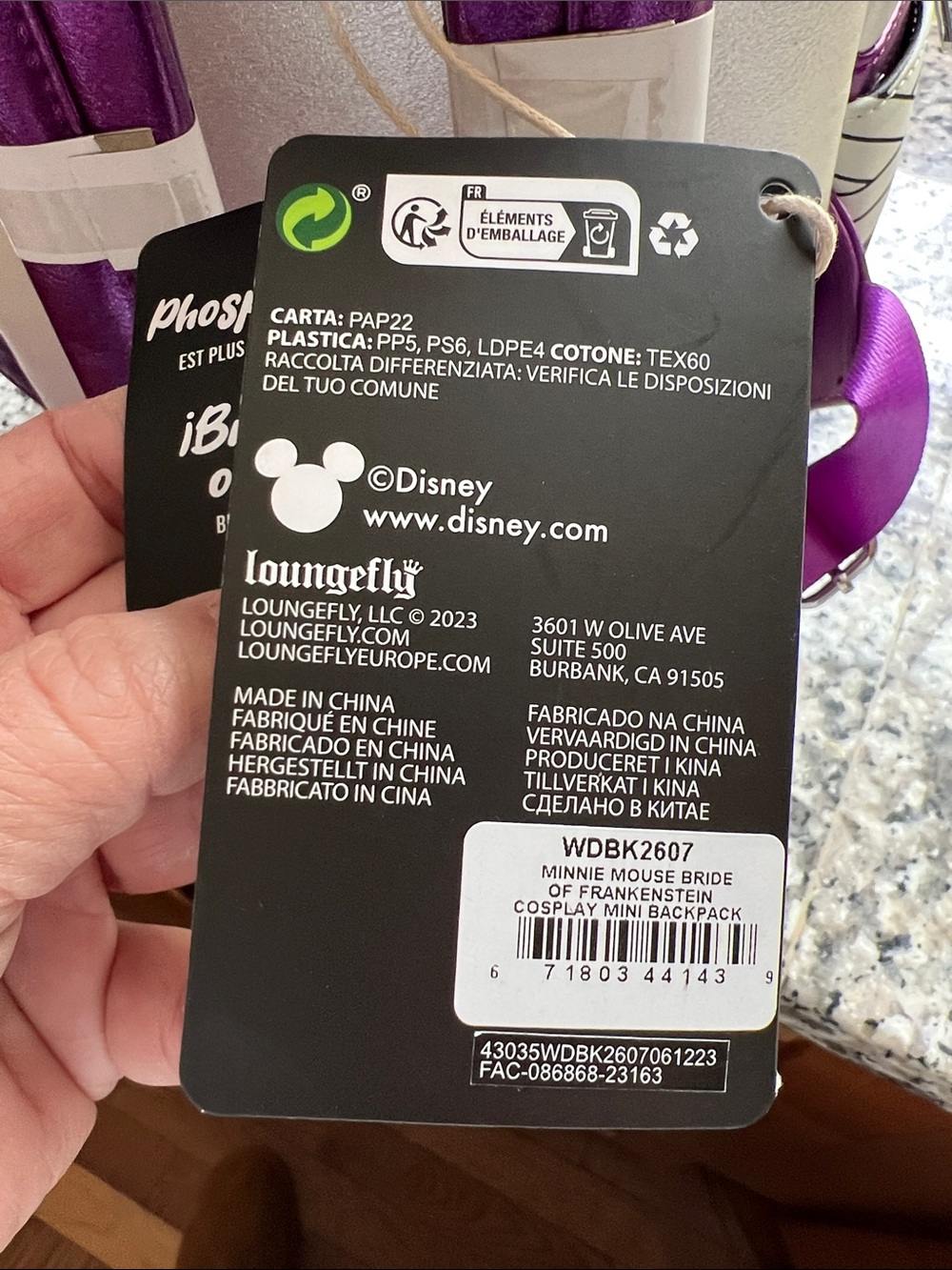 Loungefly Minnie Mouse The Bride of Frankenstein Mini Backpack - Picture 2 of 8